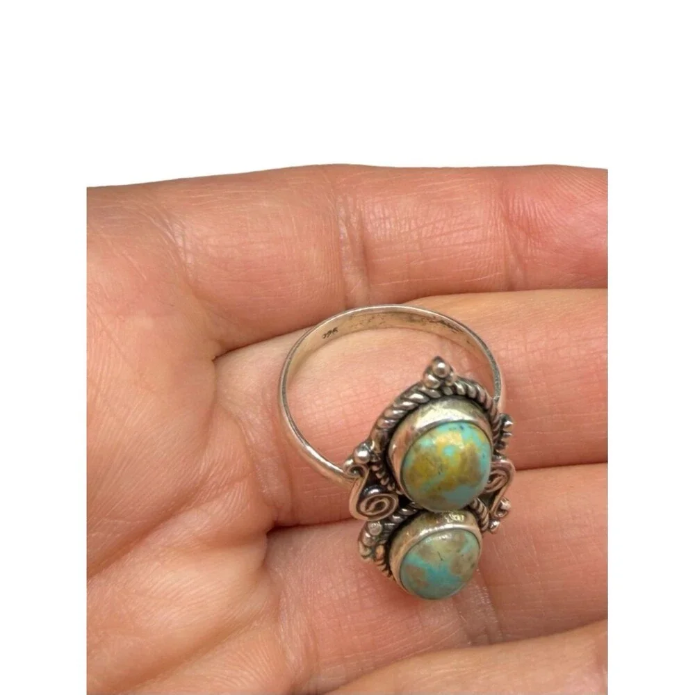 Arizona Mohave Turquoise Ring Adjustable Size 8.5 9 9.5 925 Sterling Silver